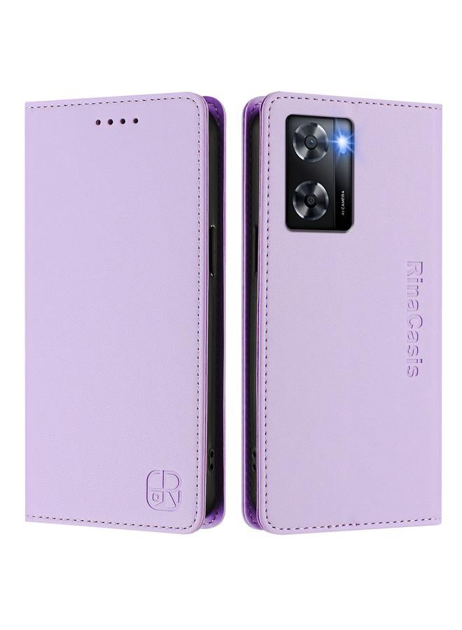 S-TOP Case For OPPO A57 4G / A77 4G RC01 Dual-Folded Magnetic Suction RFID Leather Phone Case - Image 2