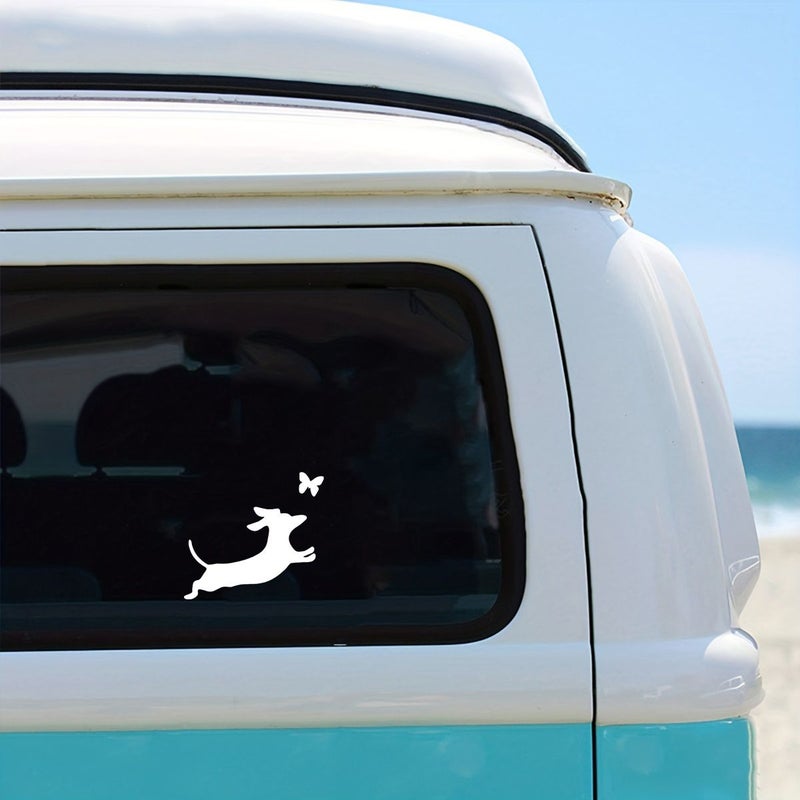 Black Dachshund Car Decal Chasing Butterfly Vinyl Sticker for Car Motorcycle Truck Laptop - Image 4