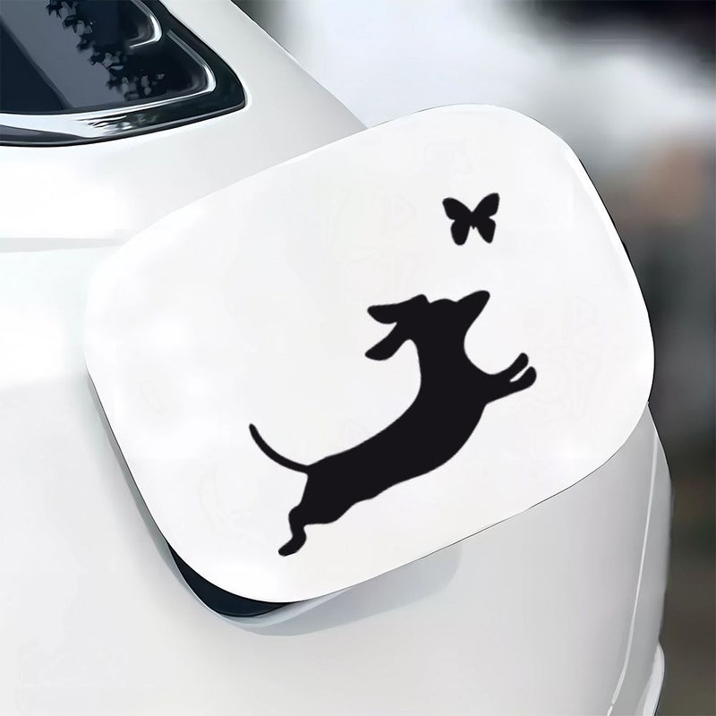 Black Dachshund Car Decal Chasing Butterfly Vinyl Sticker for Car Motorcycle Truck Laptop - Image 2