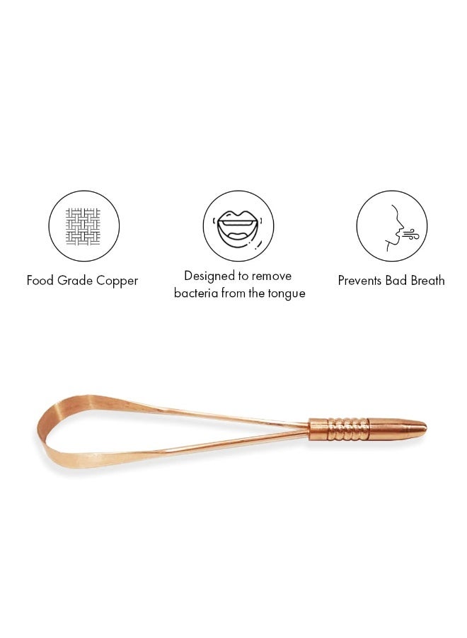 Perfora Copper Tongue Cleaner for Men and Women (Pack of 2) | For Fresh Breath & Bacteria Removal | Improved Taste Sense & Oral Hygiene | Easy to Use | 100% Pure Indian Copper Tongue Scraper - Image 3