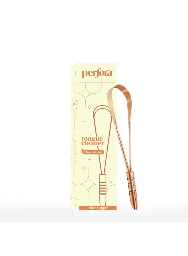 Perfora Copper Tongue Cleaner for Men and Women (Pack of 2) | For Fresh Breath & Bacteria Removal | Improved Taste Sense & Oral Hygiene | Easy to Use | 100% Pure Indian Copper Tongue Scraper - Image 2