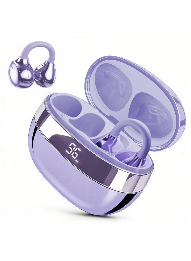 caijin Wireless Clip-on Open-Ear Bluetooth Headphones, Bluetooth 6.0, Long Battery Life, Comfortable & Pain-Free, Ideal for Sports, Office & Fitness, purple - Image 1