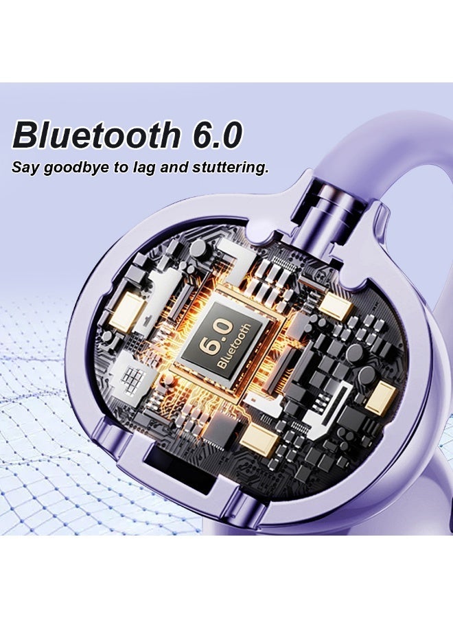 caijin Wireless Clip-on Open-Ear Bluetooth Headphones, Bluetooth 6.0, Long Battery Life, Comfortable & Pain-Free, Ideal for Sports, Office & Fitness, purple - Image 2