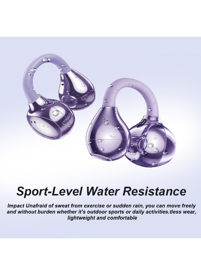 caijin Wireless Clip-on Open-Ear Bluetooth Headphones, Bluetooth 6.0, Long Battery Life, Comfortable & Pain-Free, Ideal for Sports, Office & Fitness, purple - Image 4