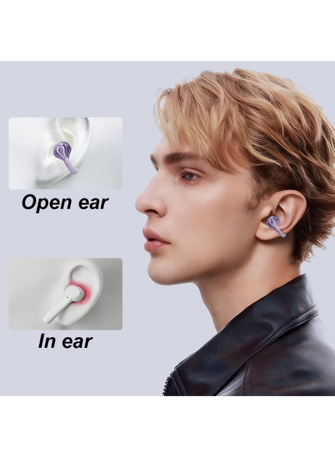 caijin Wireless Clip-on Open-Ear Bluetooth Headphones, Bluetooth 6.0, Long Battery Life, Comfortable & Pain-Free, Ideal for Sports, Office & Fitness, purple - Image 5