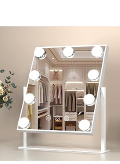 Cool Baby COOLBABY Makeup Mirror with Lights, Lighted Makeup Mirror with 9 Dimmable Bulbs and 3 Color Lighting Modes, Smart Touch Control, Plug in Light Up Mirror (White)  - Image 1