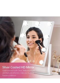 Cool Baby COOLBABY Makeup Mirror with Lights, Lighted Makeup Mirror with 9 Dimmable Bulbs and 3 Color Lighting Modes, Smart Touch Control, Plug in Light Up Mirror (White)  - Image 5