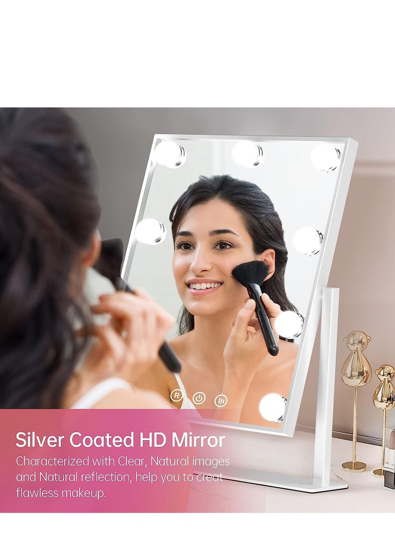 Cool Baby COOLBABY Makeup Mirror with Lights, Lighted Makeup Mirror with 9 Dimmable Bulbs and 3 Color Lighting Modes, Smart Touch Control, Plug in Light Up Mirror (White)  - Image 5
