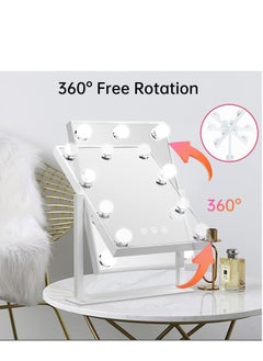 Cool Baby COOLBABY Makeup Mirror with Lights, Lighted Makeup Mirror with 9 Dimmable Bulbs and 3 Color Lighting Modes, Smart Touch Control, Plug in Light Up Mirror (White)  - Image 2