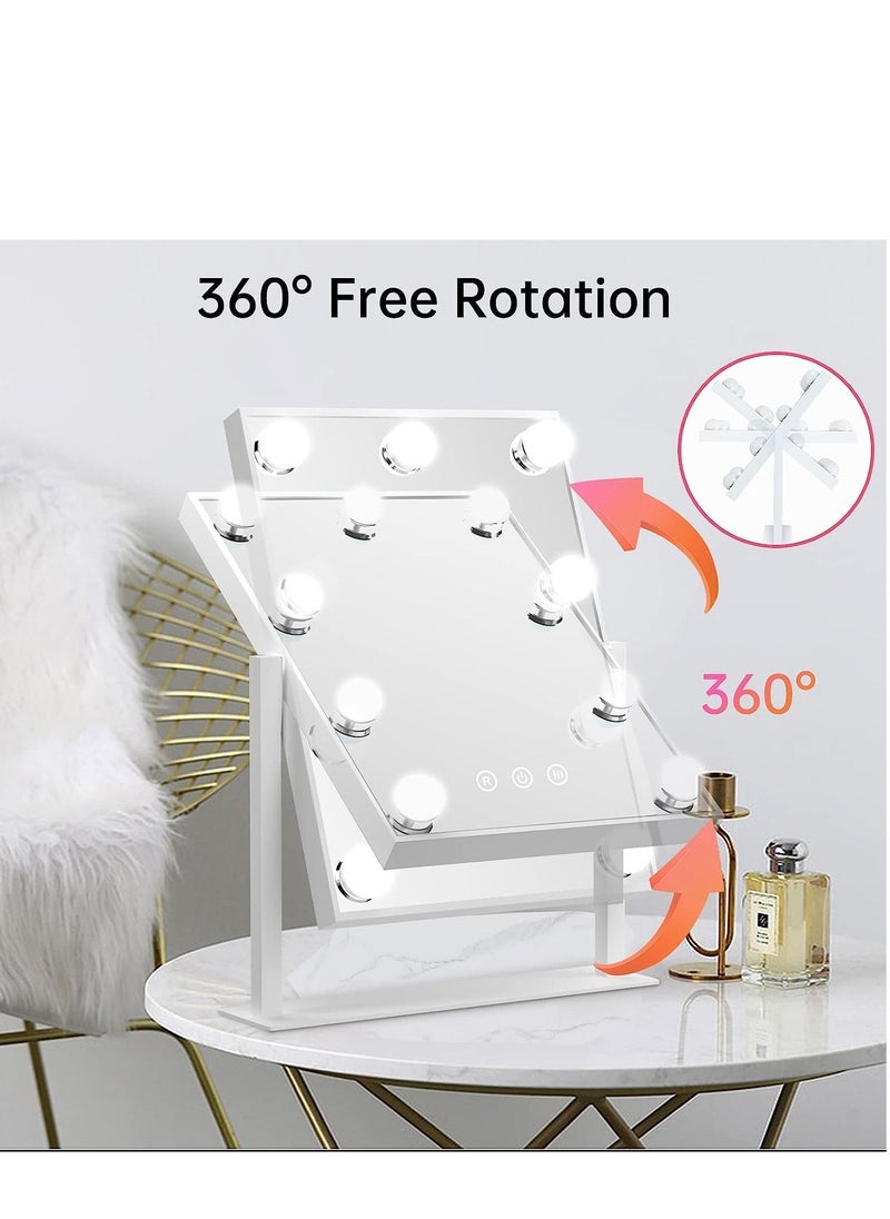 Cool Baby COOLBABY Makeup Mirror with Lights, Lighted Makeup Mirror with 9 Dimmable Bulbs and 3 Color Lighting Modes, Smart Touch Control, Plug in Light Up Mirror (White)  - Image 2