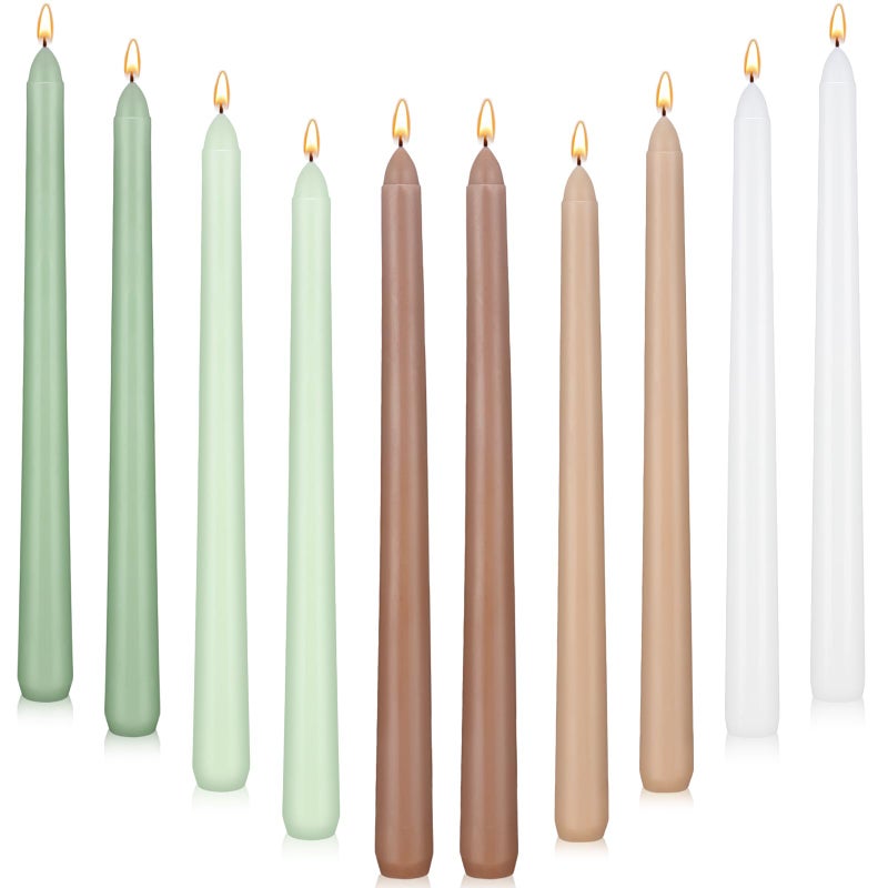 Conelist 10 Pcs 98 Inch Neutral Tall Taper Candle Colored Taper Candles Gradient Color Unscented Taper Candle Dinner Candle Sticks Long Burning Candle for Party Household Wedding Home Decor