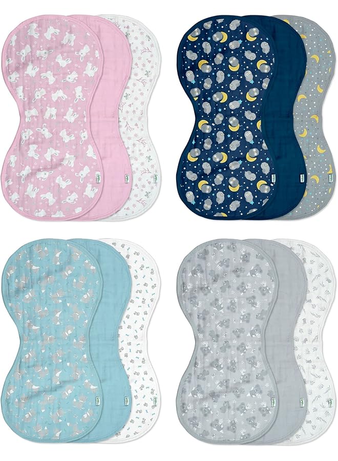 green sprouts Muslin Burp Cloths Pack Of 3 Blue Owl - Image 3