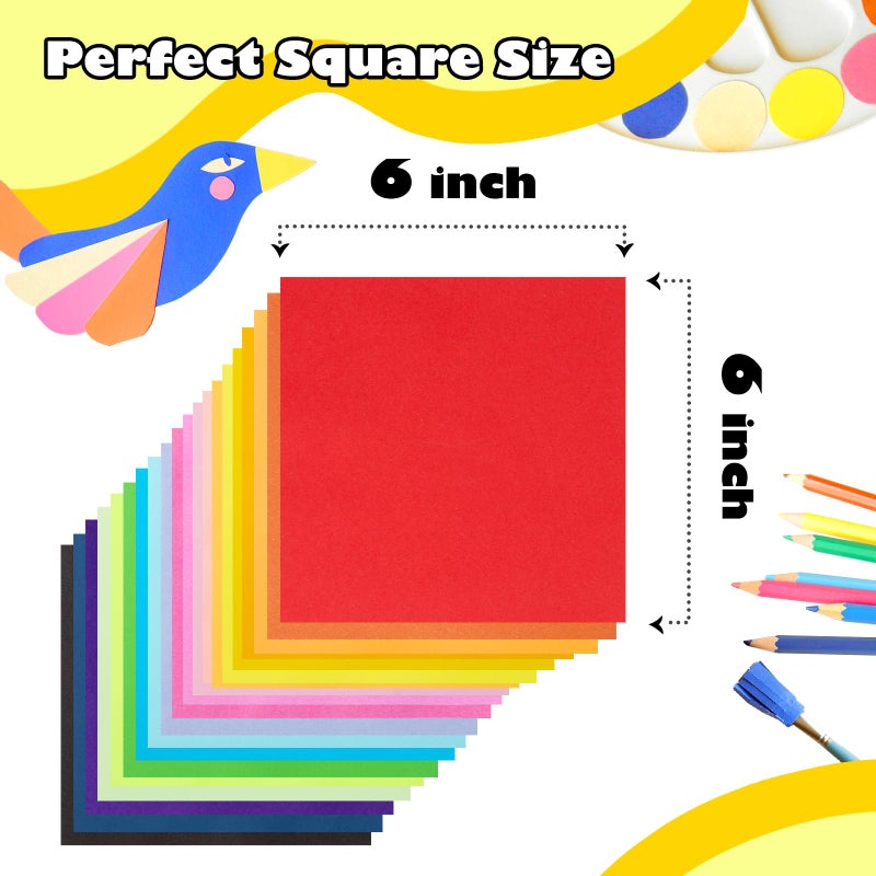 Umikk 1500 Sheets Origami Paper 6x6 Inch Square, 20 Vivid Colors Origami Kit for Kids Ages 8-12, Double Sided Same Color Origami Papers Bulk for School, Arts and Crafts Projects - Image 3