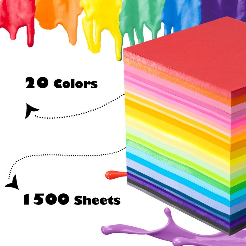 Umikk 1500 Sheets Origami Paper 6x6 Inch Square, 20 Vivid Colors Origami Kit for Kids Ages 8-12, Double Sided Same Color Origami Papers Bulk for School, Arts and Crafts Projects - Image 2