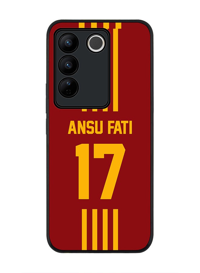 Stylizedd Rugged Black Edge case for Vivo V27 / Vivo V27 Pro / Vivo S16,Slim fit Flexible Cover - Football Team - Spain , Player Name - Ansu Fati - Image 1