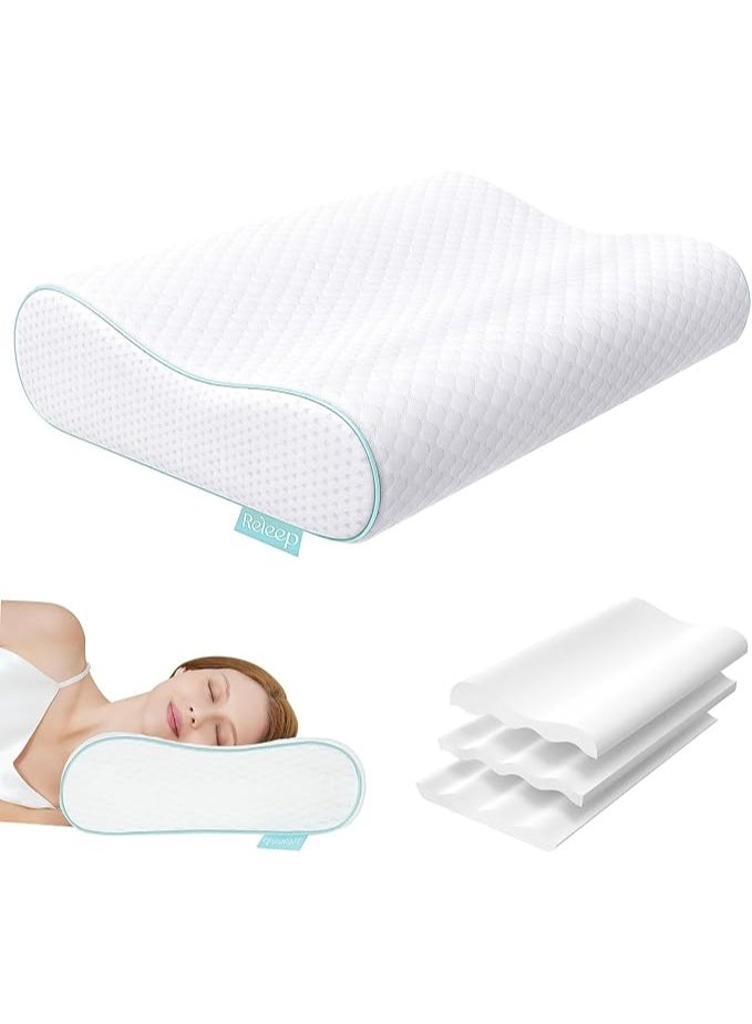 Adjustable Memory Foam Neck Pillow with Cooling, Ergonomic Cervical Support for Side, Back, and Stomach Sleep, Pain Relief Pillow for Neck Comfort - Image 1