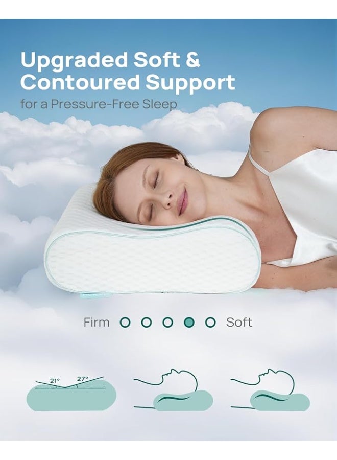 Adjustable Memory Foam Neck Pillow with Cooling, Ergonomic Cervical Support for Side, Back, and Stomach Sleep, Pain Relief Pillow for Neck Comfort - Image 2