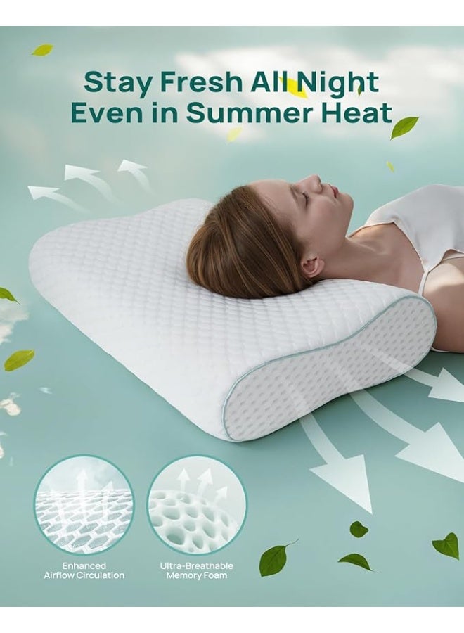 Adjustable Memory Foam Neck Pillow with Cooling, Ergonomic Cervical Support for Side, Back, and Stomach Sleep, Pain Relief Pillow for Neck Comfort - Image 4