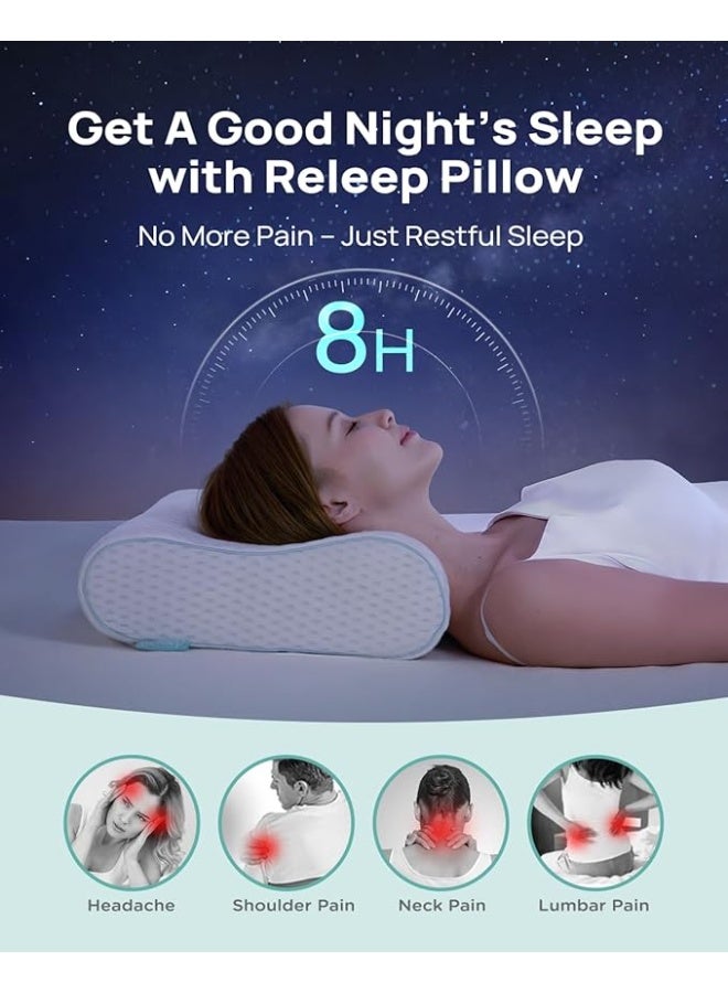Adjustable Memory Foam Neck Pillow with Cooling, Ergonomic Cervical Support for Side, Back, and Stomach Sleep, Pain Relief Pillow for Neck Comfort - Image 3