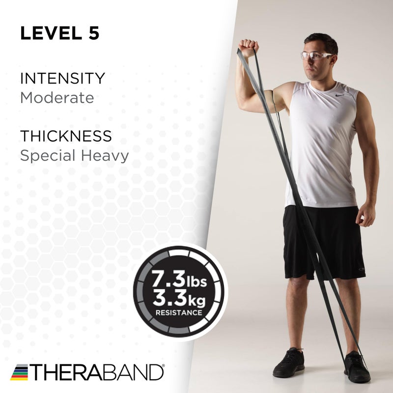 THERABAND CLX Resistance Band with Loops, 5-Foot Band, Black, Special Heavy, Non-Latex, Elastic Band for Exercise, Mobility & Rehab, Stretching, Home Workouts, Color-Coded for Easy Resistance Levels - Image 3