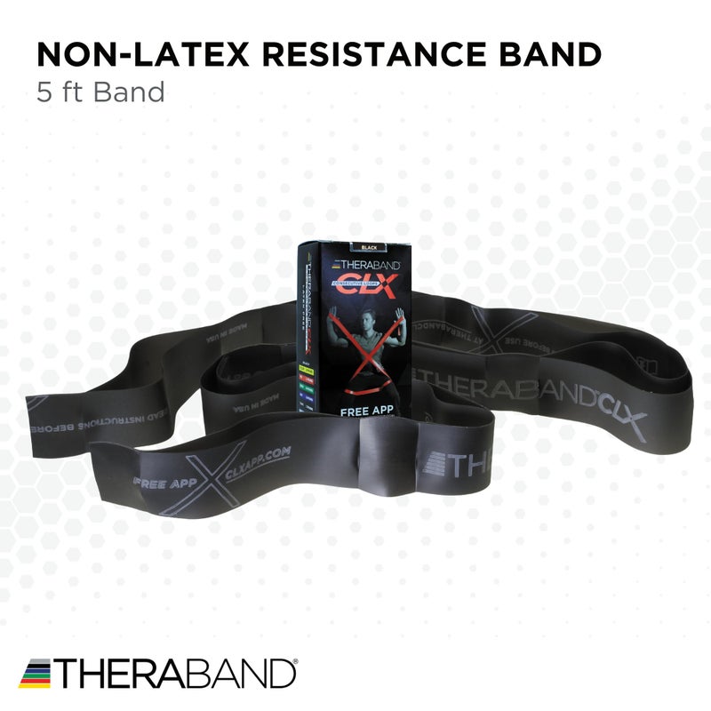 THERABAND CLX Resistance Band with Loops, 5-Foot Band, Black, Special Heavy, Non-Latex, Elastic Band for Exercise, Mobility & Rehab, Stretching, Home Workouts, Color-Coded for Easy Resistance Levels - Image 2