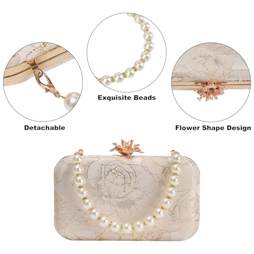 DA BODAN Womens Vintage Floral Embroidery Clutch Evening Handbag Shoulder Bags Purse for Wedding Party Prom - Image 3