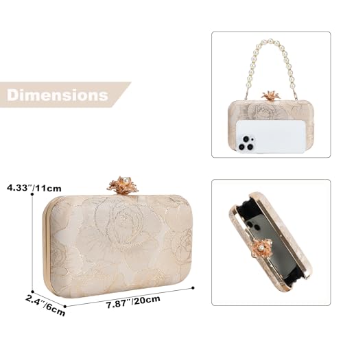 DA BODAN Womens Vintage Floral Embroidery Clutch Evening Handbag Shoulder Bags Purse for Wedding Party Prom - Image 5