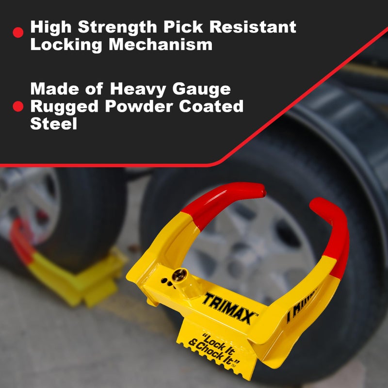 TRIMAX TCL65 - Trailer Wheel Lock - Fits 6"-10.5" Tires - Wheel Boot Lock for Trailer, Car, Truck, Boat, ATV, Camper, and More - Image 2