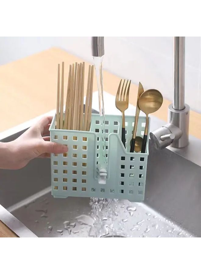 Green Wall Mounted Kitchen Organizer Durable Plastic Utensil Holder For Space Saving - Image 4