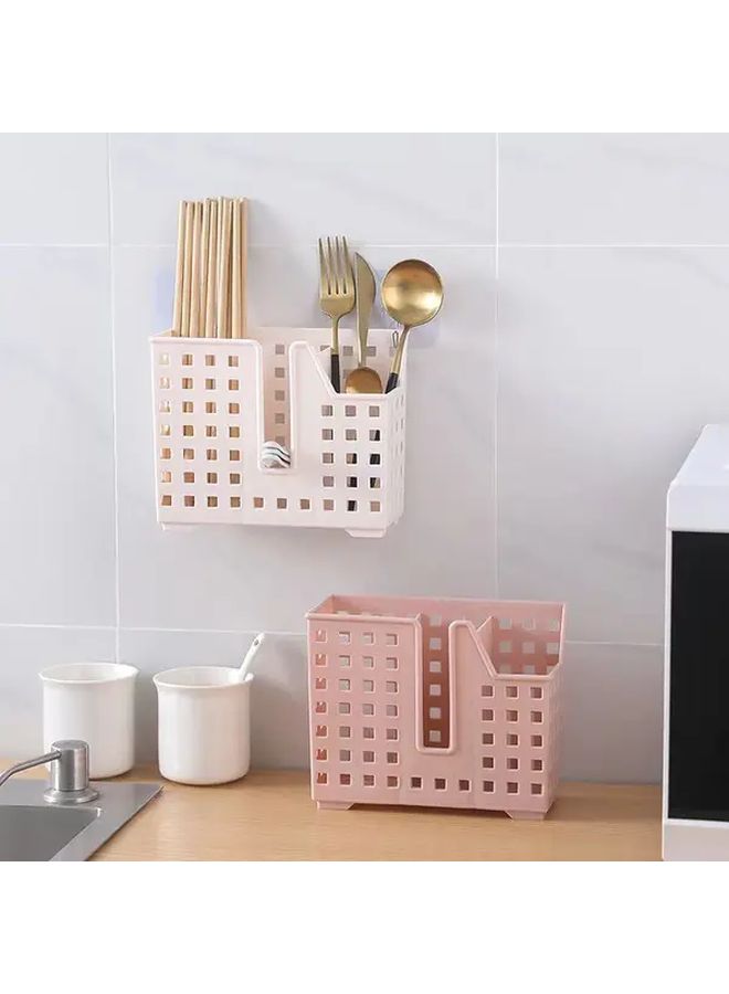 Green Wall Mounted Kitchen Organizer Durable Plastic Utensil Holder For Space Saving - Image 1