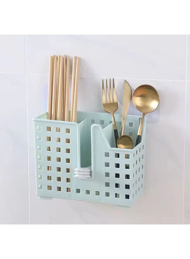 Green Wall Mounted Kitchen Organizer Durable Plastic Utensil Holder For Space Saving - Image 3