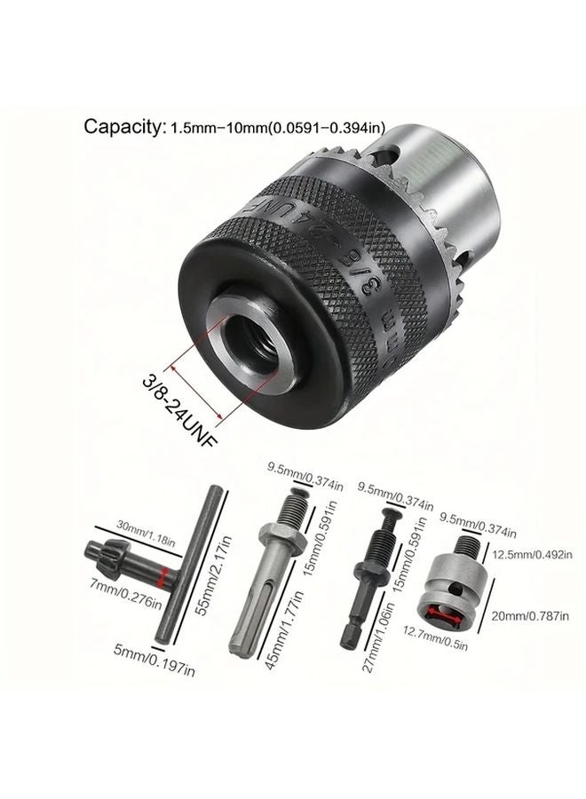Silvery 3 8 24 UNF Heavy Duty Drill Chuck Adapter Set Converts Impact Wrenches To Electric Drills - Image 4