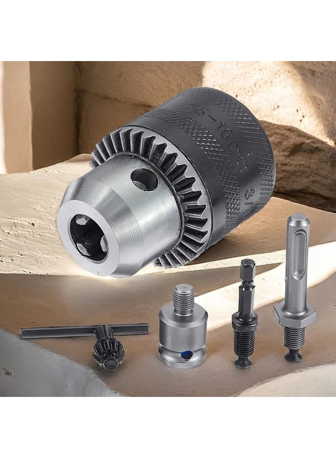 Silvery 3 8 24 UNF Heavy Duty Drill Chuck Adapter Set Converts Impact Wrenches To Electric Drills - Image 1