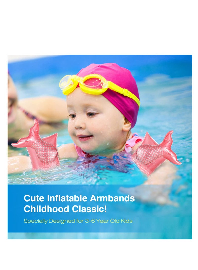 SYOSI أكمام عائمة قابلة للنفخ، أذرع سباحة كرتونية، عوامات أذرع مائية للأطفال من الذكور والإناث، تساعد على تعلم السباحة في بركة الرياضات المائية - Image 2