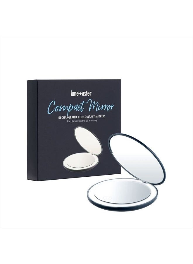 Lune+Aster Rechargeable LED Compact Mirror - Perfect for The Jetsetter or gal on The go, This Compact LED Mirror is Easy to stash in a Small Handbag or Travel Bag.  - Image 1