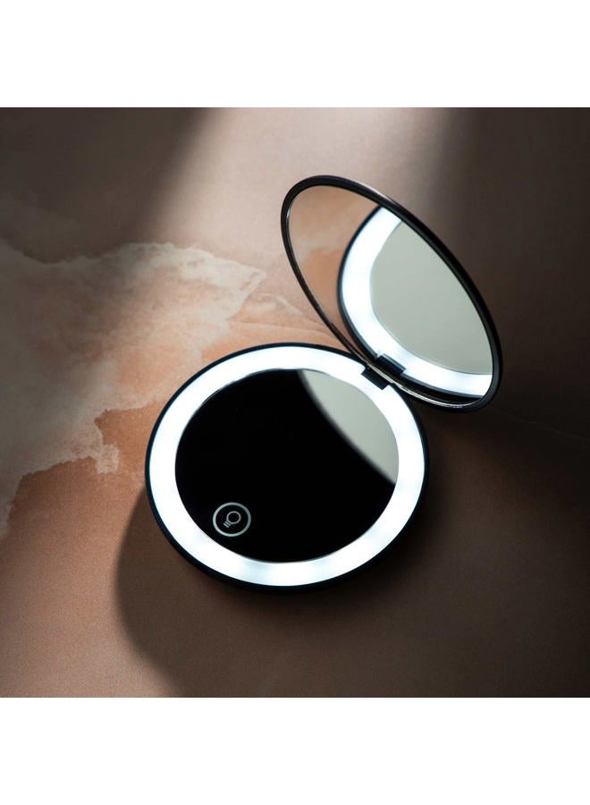 Lune+Aster Rechargeable LED Compact Mirror - Perfect for The Jetsetter or gal on The go, This Compact LED Mirror is Easy to stash in a Small Handbag or Travel Bag. - Image 2