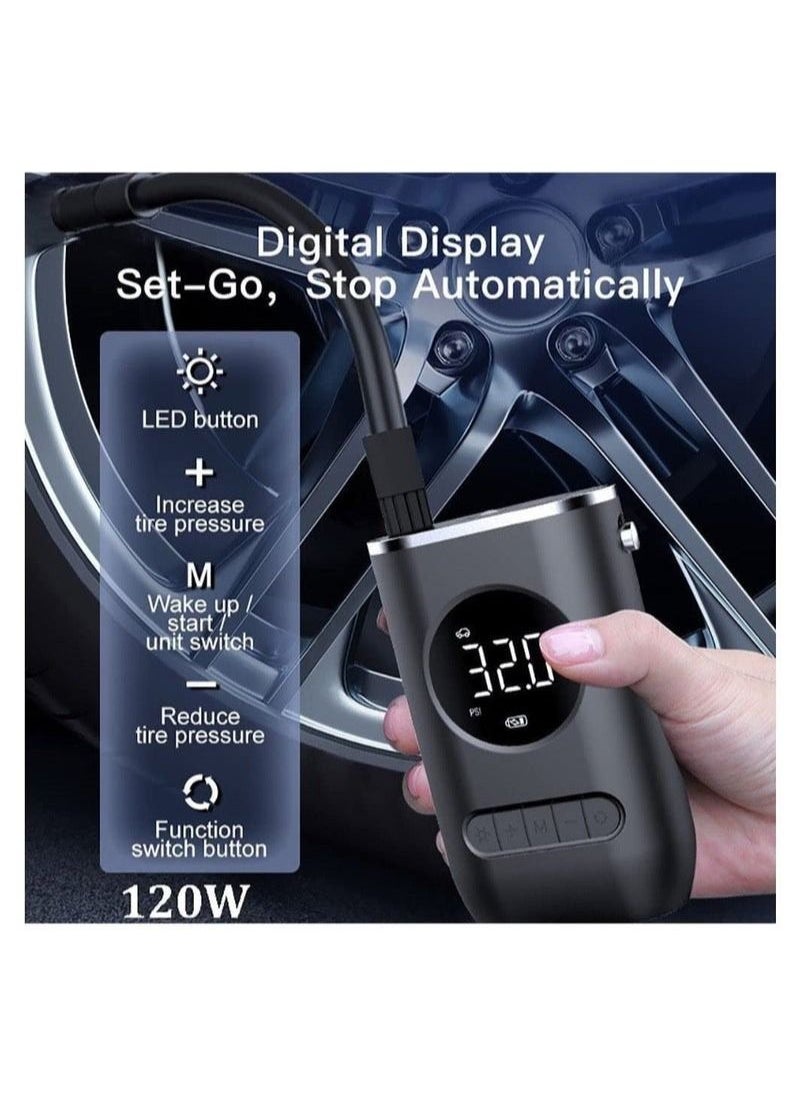 Tire Inflator Cordless Portable Mini Air Compressor with LED Light Suitable for Car Ball Motorcycle Bicycle
