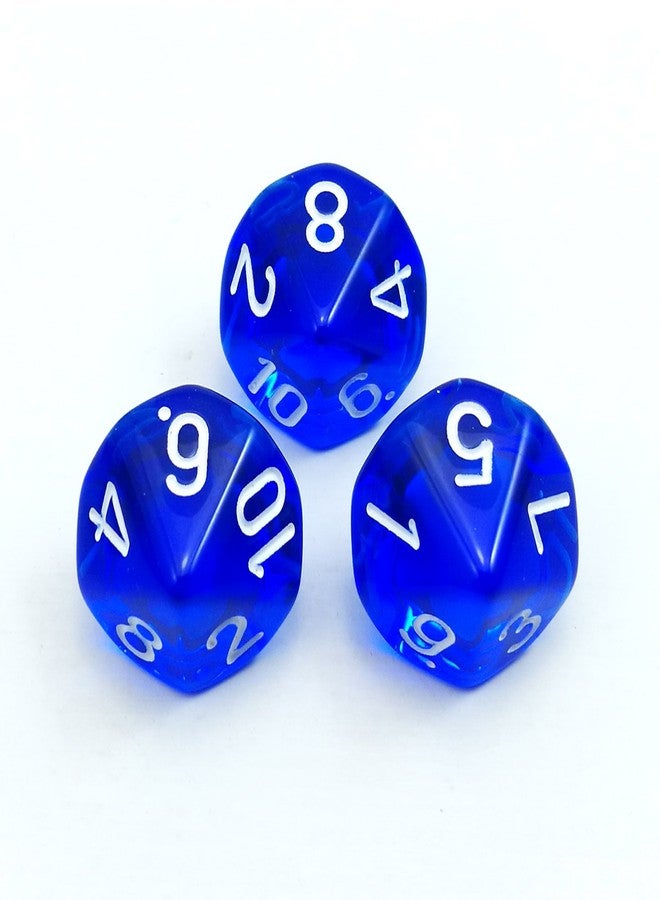 Bescon Polyhedral 10 Sides Dice with Number 1-10, Blue Transparent 10 Sided Dice, 10 Sides Cube 1-10, 10pcs Set - Image 2