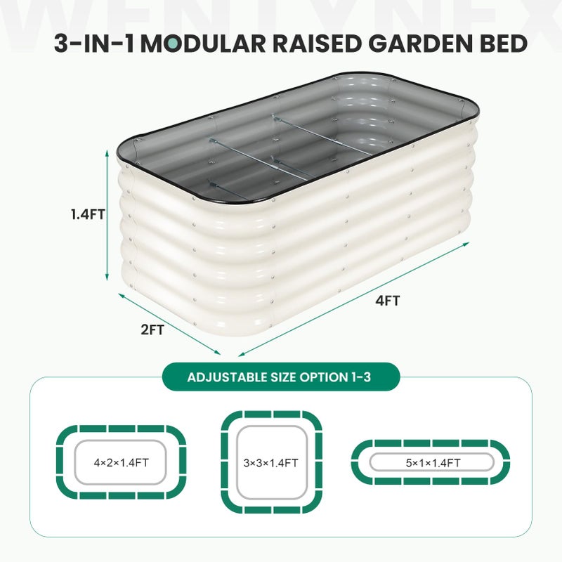 TwentyNext 4Ã—2Ã—1.4FT Galvanized Raised Garden Bed Outdoor, Metal Raised Garden Bed Kit, Large Planter Raised Beds, 3 In1 Modular Raised Planter Box Outdoor,Raised Beds for Gardening for Vegetables Flowers Herbs - Image 2