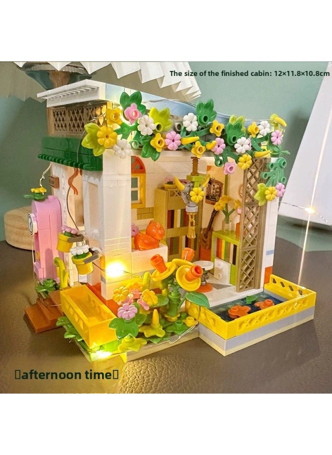 Zhegao 612005 -8 Meets Music Room Dance Studio Building Street Scene Kidsren's Educational Assembled Building Blocks Toy Ornaments-Color:Afternoon Time [618 Particles]  - Image 1