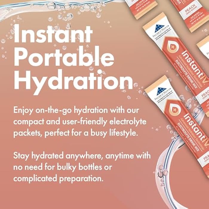 Instant IV Electrolytes Powder - 3X Electrolytes, Zero Sugar with Vitamin C, B3, B6, Electrolytes Powder Packets for Hydration, Recovery & Immunity, Vegan & Gluten Free | Peach - 12 Packets - Image 5