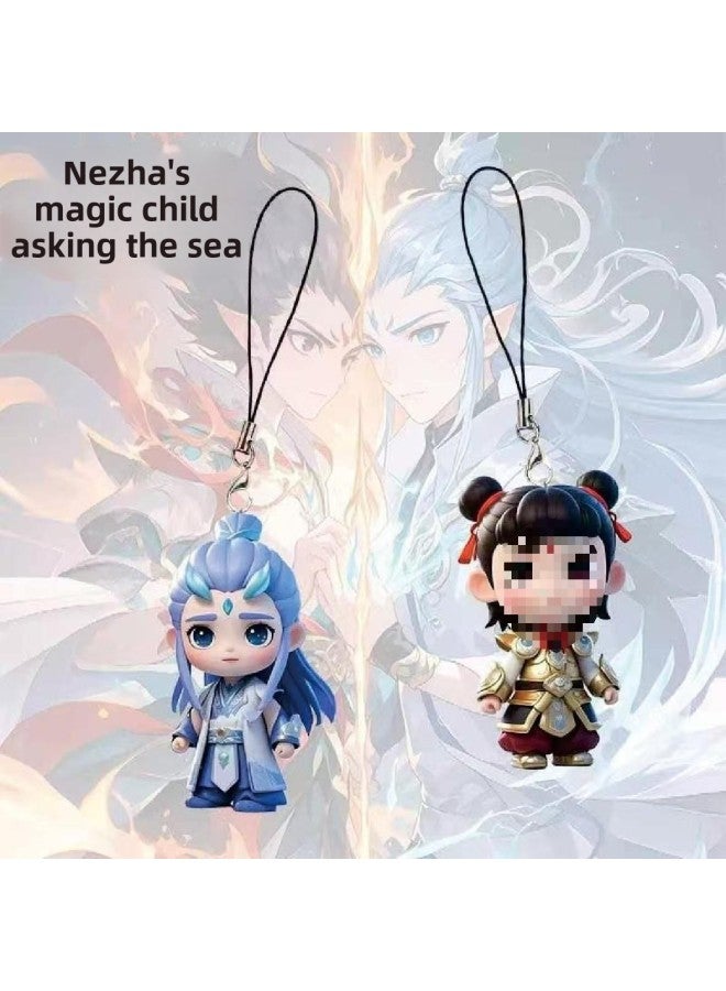 Of Nezha Devil Child Naohai Peripheral Keychain Cute Nezha Pendant Ao C CP Series Mobile Phone Pendant-Colour: 1 Each Of Three Styles  - Image 5