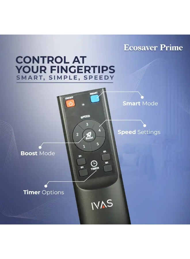 IVAS EcoSaver Prime BLDC Ceiling Fan, 1200mm, 400 RPM, RF Remote Control, BEE 5 Star, Smoky Brown - Image 3