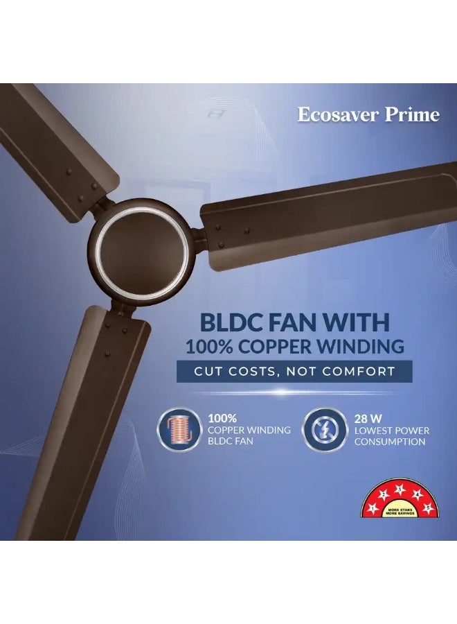 IVAS EcoSaver Prime BLDC Ceiling Fan, 1200mm, 400 RPM, RF Remote Control, BEE 5 Star, Smoky Brown - Image 2
