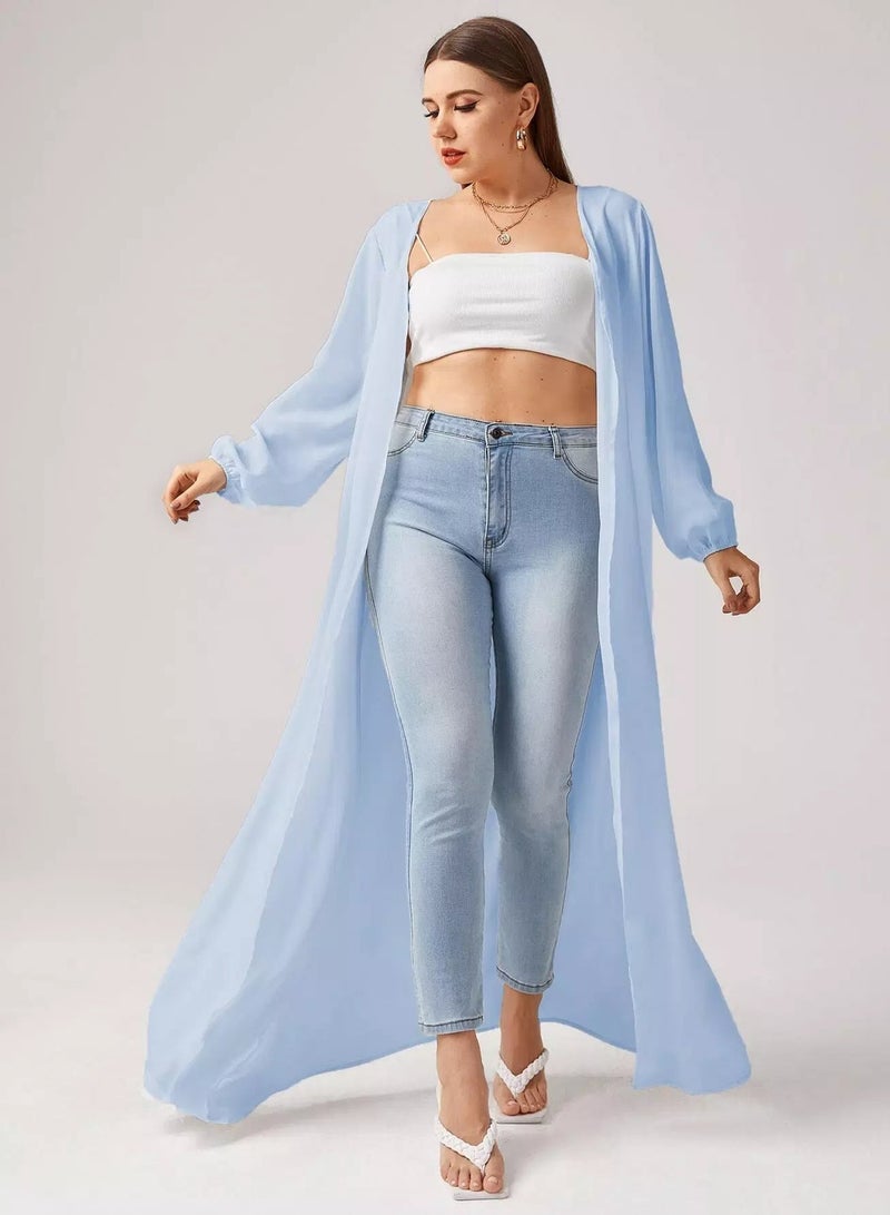 Plus Solid Self Tie Kimono - Image 1