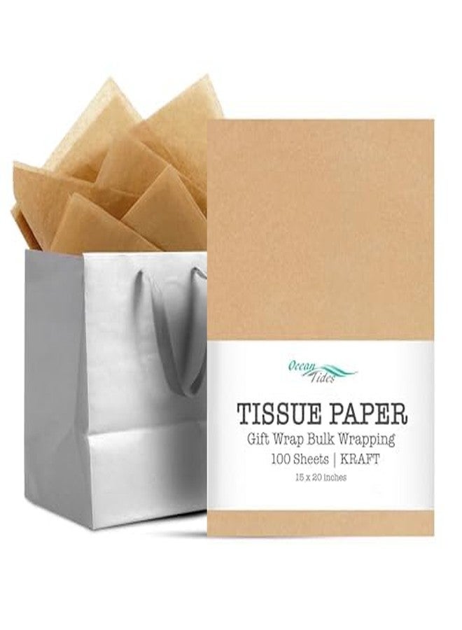 Ocean Tides Premium Wrapping Paper – 100 Sheets (14 x 20 Inches) Colored Tissue Paper for Gift Bags, Birthday Party, Flower Decorations, Mother's Day, Wedding, Crafting & Custom Art Projects - Kraft - Image 1