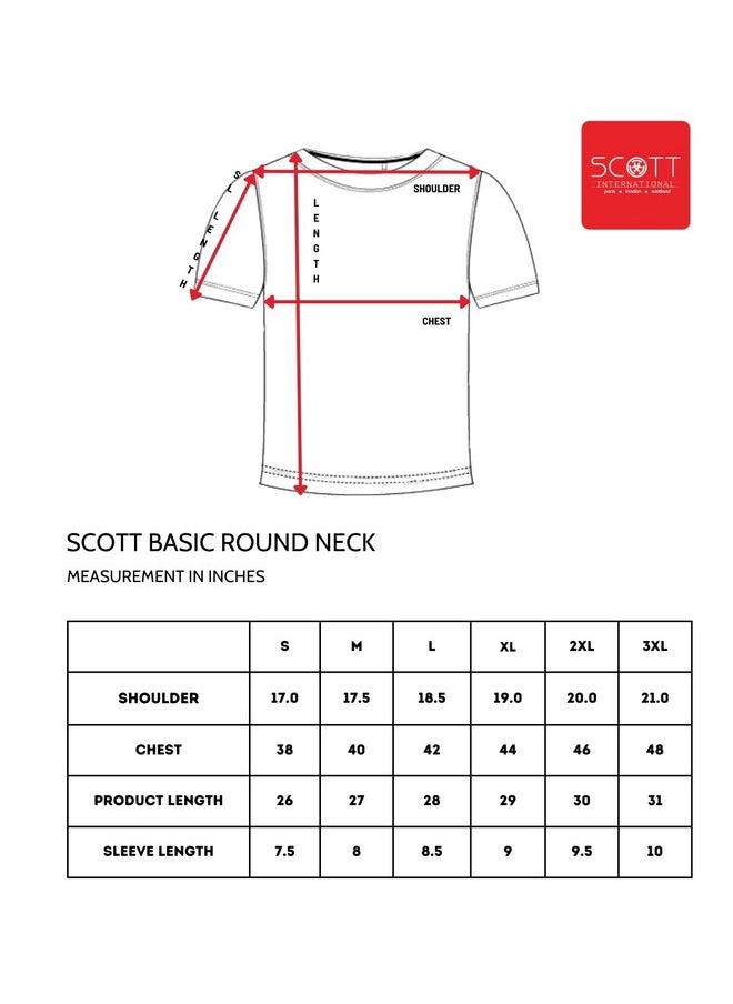 Scott International تي شيرت رجالي من Scott International بقصّة عادية - مزيج من القطن، نصف كم، رقبة مستديرة، أنيق، سادة، تي شيرت للرجال - عبوة من 3 قطع (أزرق داكن، عنابي، أزرق ملكي، متوسط)  - Image 4