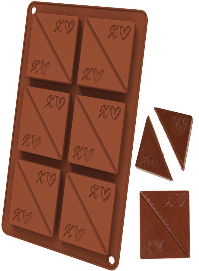 Koluti 6-Cavities Square Chocolate Silicone Mold, DIY Couple Chocolates for Intimacy, Love Shared Candy Cube Mould, Birthday & Valentine's Memorial Day Lover Gift - Image 1