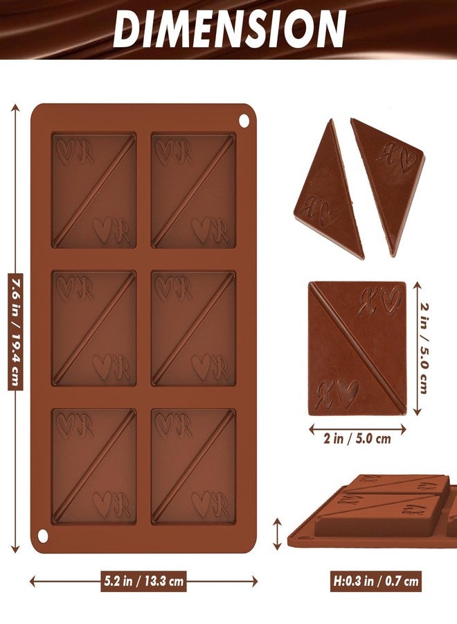Koluti 6-Cavities Square Chocolate Silicone Mold, DIY Couple Chocolates for Intimacy, Love Shared Candy Cube Mould, Birthday & Valentine's Memorial Day Lover Gift - Image 3
