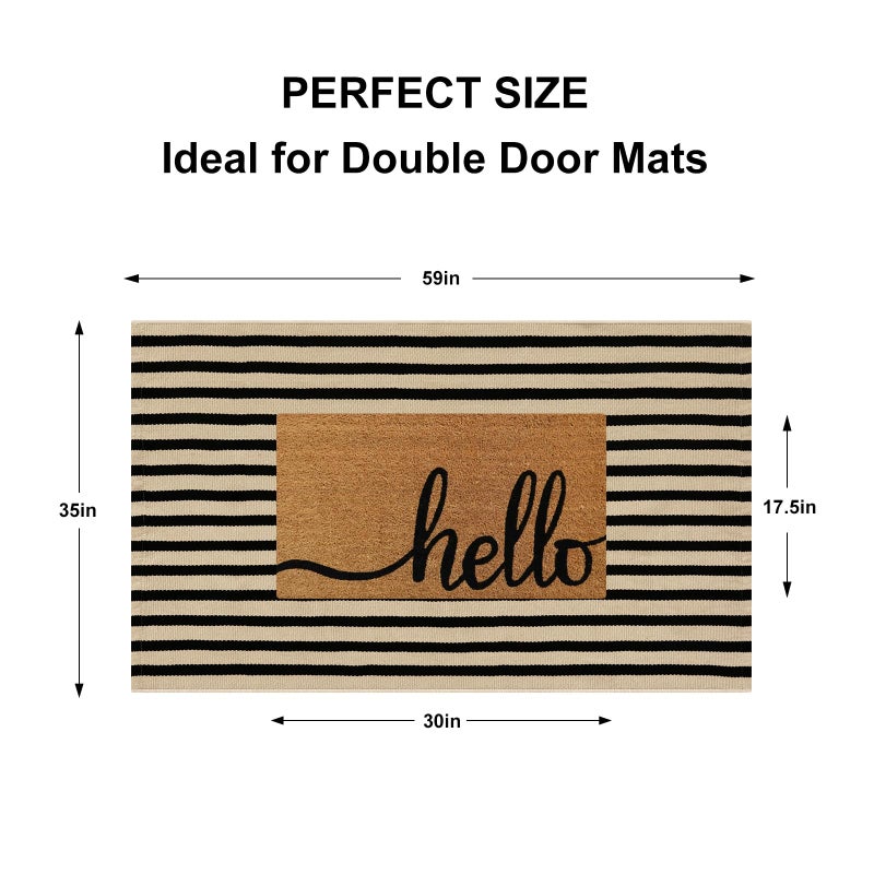 Sungea Outdoor Striped Rugs 3'x5', Black and Tan Cotton Hand Woven Front Door Mat,Washable Reversible Front Porch Rug, Foldable Layered Door Mats for Entryway/Home Entrance/Farmhouse - Image 3